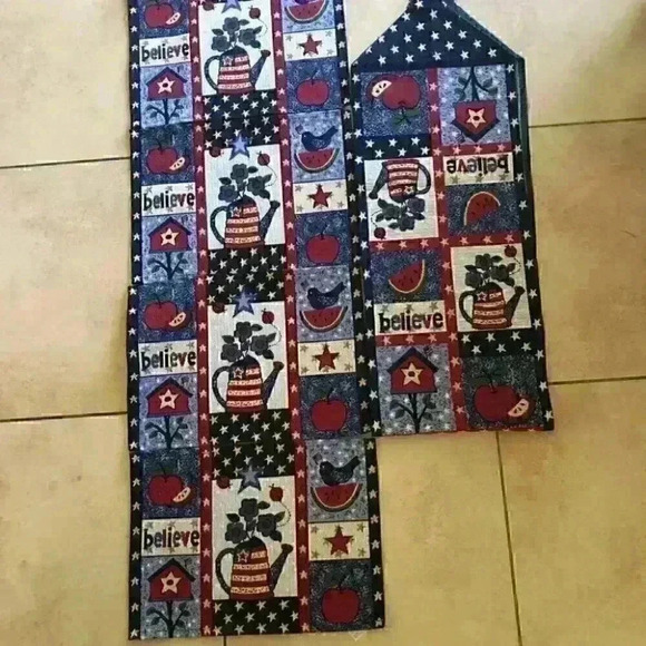 VTG #believe #primitive #patriotic #americanflag runner and place mats - Picture 3 of 4